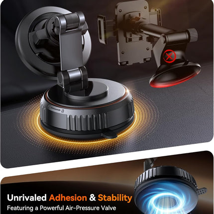 Miracase for MagSafe Car Mount [3600gf Strong Magnet & 89+LBS Suction Base] Vacuum Magnetic Phone Holders for Your Car, 360° Adjustable Dashboard & Windshield Mount for iPhone 17-12 Pro Max Plus Air