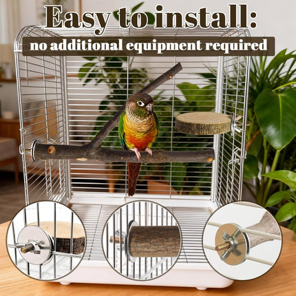 8 Pack 9 Inch Natural Wood Bird Perches Parrot Perch Stand Parakeet Toys Bird Cage Accessories for Budgerigar Cockatiels, Conures (L)