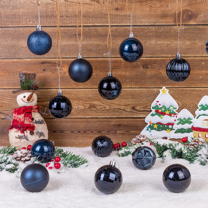 2.36''/60mm 34ct Christmas Ball Large Ornaments Party Decorations Shatterproof Festival Pendant Hangings for Xmas Tree Decor (60mm, Dark Blue)