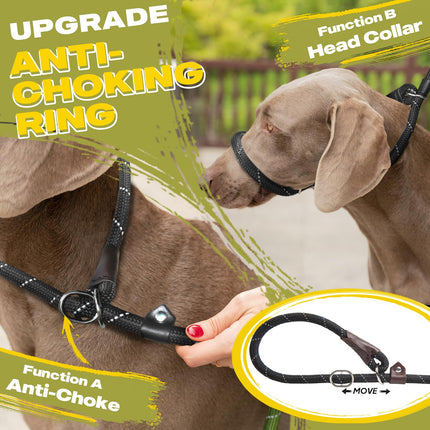 Durable Slip Lead Dog Leash, 6 FT x 1/2" Dog Training Leash, Black