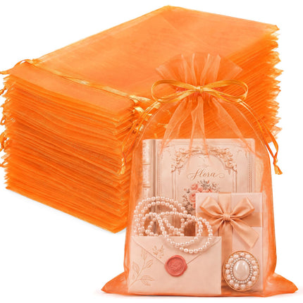 100Pcs White Organza Bags 3x4in,Small Mesh Drawstring Gift Bag