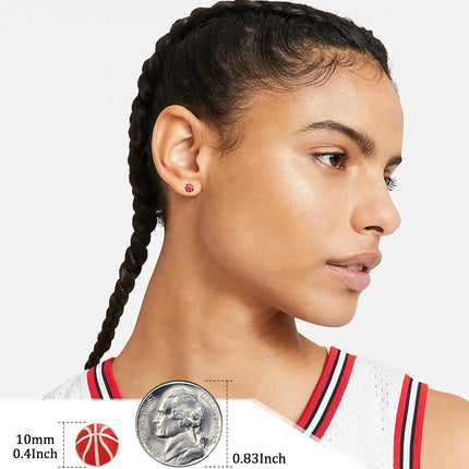 SmileBelle Sterling Silver Sports Earrings, Hypoallergenic Volleyball Earrings, Soccer, Basketball Jewelry Baseball Golf Stud for Women Mom as Sports Fan Senior Night Gift Teen Stuff Accessories