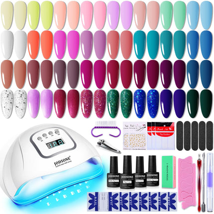 Gel Nail Polish Kit with U V Light 32 Colors Gel Polish Nail + 4 Functional Adhesive Bottles Kit Soak - photo 19