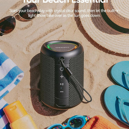 Portable Bluetooth Speaker Beach Vacation Essentials: Powerful Crystal Clear Sound/Dynamic Light/IPX5 Waterproof/All Day Playtime/BT 5.3/TWS Paring, Small Wireless Speaker for Outdoor|Travel|Camping