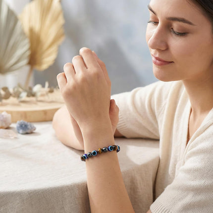 Bivei Protection Bracelet, Strength Crystal Healing Bracelet 8MM - Spiritual Stretch Beaded Jewelry for Women Men Gift