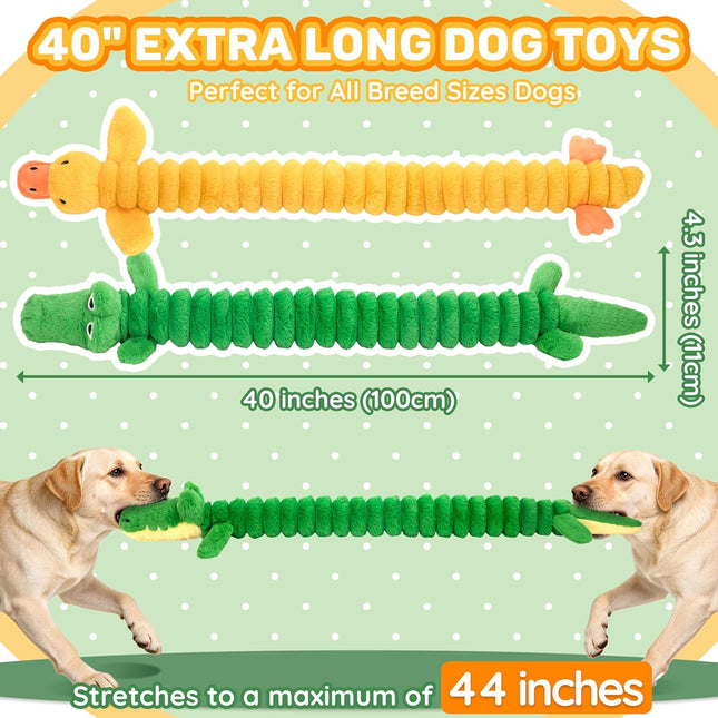 LECHONG 2-Pack 40” Extra-Long Squeaky Dog Toys for Large Dogs, Soft Chew Plush Stuffed Animal Dogs Toy, Interactive Tug-of-War Dog Toys for All Dogs to Keep Them Busy