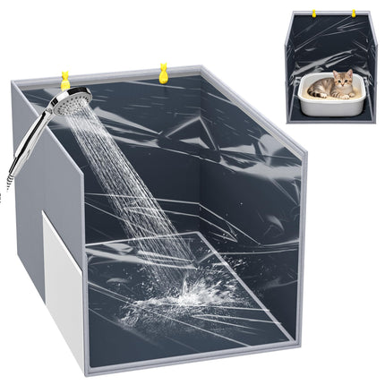 Waterproof Cat Litter Box Enclosure Splash Guard, 27.1"x21.6"x16.5"