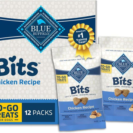 Blue Buffalo Blue Bits Natural Soft Moist Training Dog Treats Togo Chicken Recipe Bags, Contains Twelve (12) oz Bags
