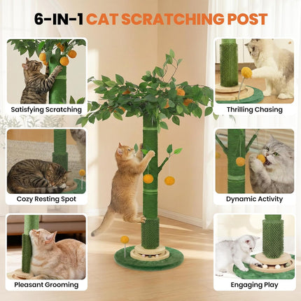 53" Extra Tall Cat Scratching Post for Large Cats, Heavy Duty Vertical Scratcher with Natural Sisal Rope, Stable Climbing Pole with Hanging Ball for Full Body Stretching