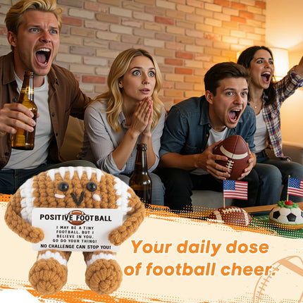Positive Football Crochet - Handmade Football Gifts for Men Women Son Daughter - Emotional Inspirational Support Gift for Teammate Coach Boyfriend Brother