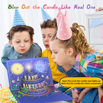 Pop Up Birthday Card with Music, Light, Firework For Men Women