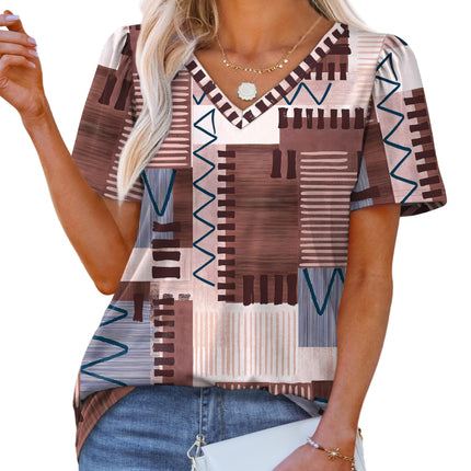 T Shirts for Women V Neck Dressy Casual Blouses Puff Short Sleeve Summer Tops Loose Fit