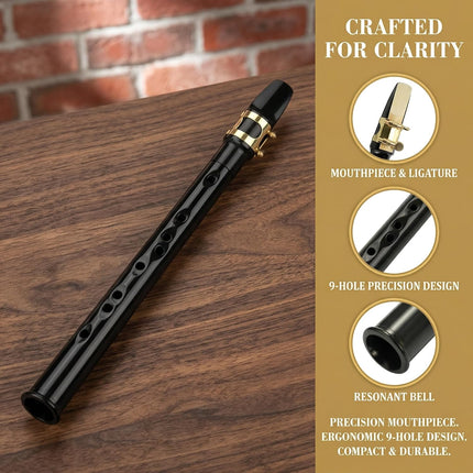 Portable Pocket Saxophone - 8-Hole Mini Soprano/Alto Clarinet-like Reed Instrument, Compact Resin Saxophone for Beginners & Travel, White Pocket Saxie with Golden-Style Ligature-like Mechanism
