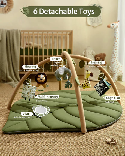 Oversize Leaf Shaped Baby Play Gym & Activity Mat with 6 Detachable Toys - photo 3