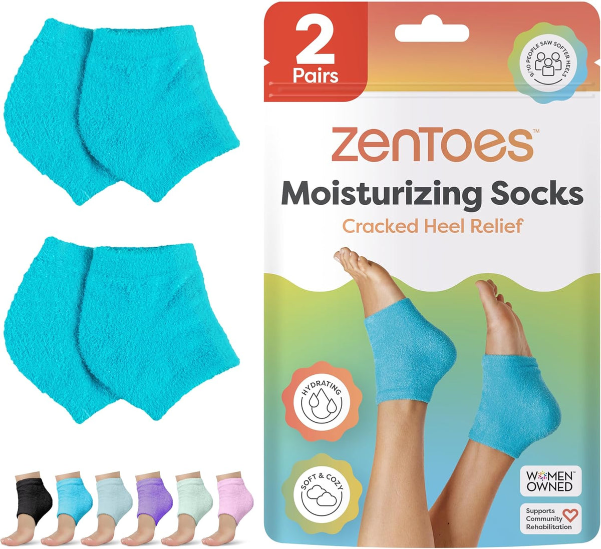 Moisturizing Socks for Cracked Heel Treatment, Vitamin E, Olive Oil and Jojoba Oil Infused Heel Socks, Spa Gifts for