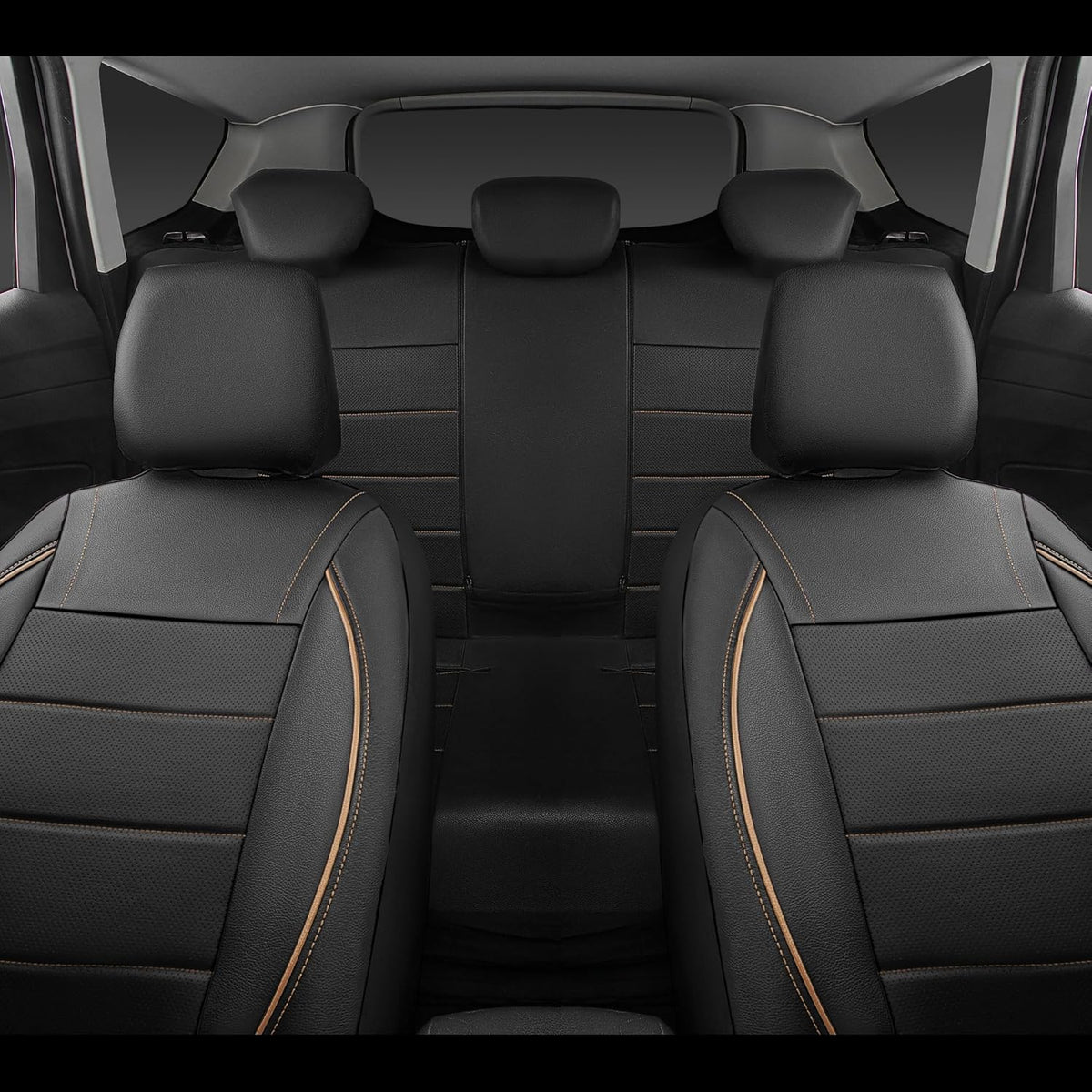 Universal FIT Piping Leather Car Seat Cover, for suvs,Van,Trucks,Airbag Compatible,Inside Zipper Design - photo 5