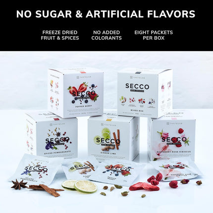Secco Drink Infusion Signature Variety Box - Pack of 8 Botanical Sachets for Cocktail, Mocktail & Vodka Mixers - Mixologist Standards Alcohol Infusions for All Home Bartending Enthusiasts