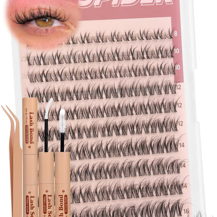 Spider Lash Clusters Kit Breeze Wispy Eyelash Clusters Natural Fluffy Lash Extension Kit D Curly Eyelash Extension Kit Light Cluster Eyelash Extensions DIY Individual Lashes Clusters by TNFVLONEINS