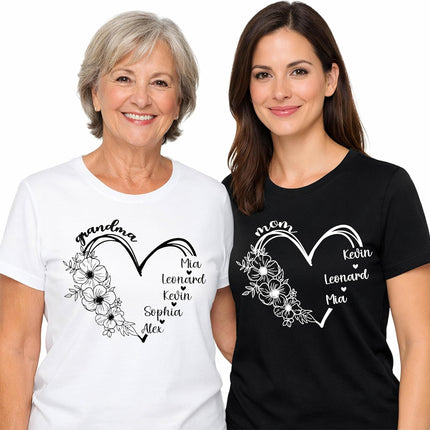 Custom Mama Shirt, Grandma Gifts with Grandkids Names, Personalized Mom Gifts for Mothers Day, Nana Auntie Gigi Mimi Abuela