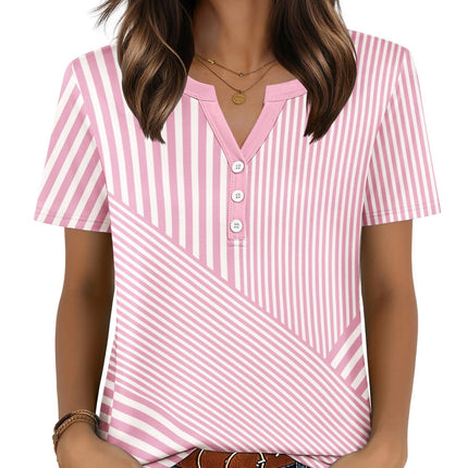 Blusas de verano para mujer con cuello V y manga corta, elegantes y casuales