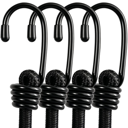 24 Inch Bungee Cords with Hooks 4 Pack