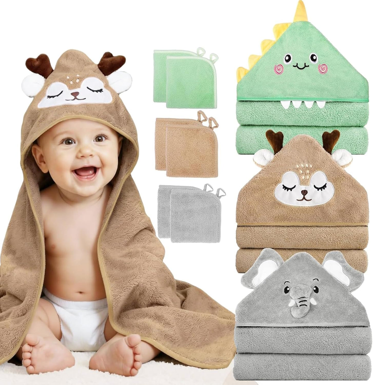 9-Piece Baby Bath Towel Set for Newborns, Infants & Toddlers