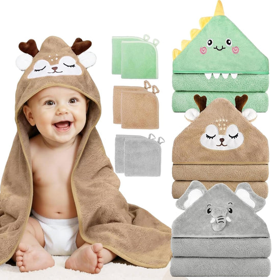 9-Piece Baby Bath Towel Set for Newborns, Infants & Toddlers