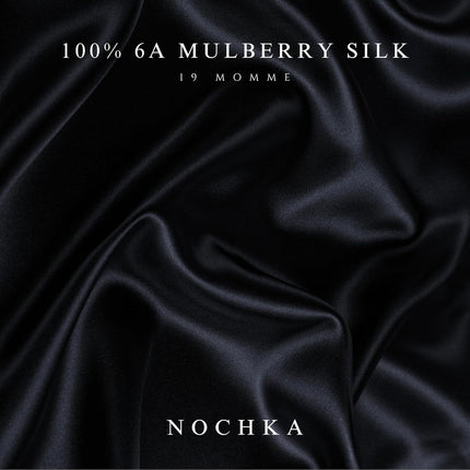 Nochka Fashion 100% Pure Silk Bonnet for Sleeping Women - Reversible Mulberry Silk Hair Wrap - Satin Sleep Bonnet for Black Women - Head Wrap for Sleeping - Made in USA (Black)