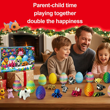 2026 Advent Calendar for Kids: 24days Countdown Calendar 24pack 3d-Printed-Eggs with 3d-Animals Toys, Gifts for Kids Boys Girls