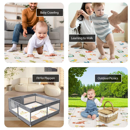 Baby Play Mat, 50 x 50 Inch Play Mat for Use Baby Playpen, Foldable Baby Foam Playmat for Floor, Portable Waterproof Activity PlayMats for Babies, Infants and Toddlers