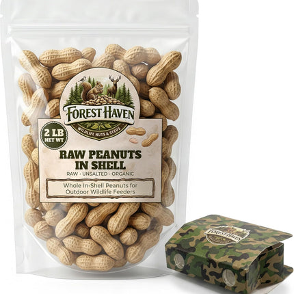 Forest Haven Premium Raw Peanuts for Squirrels – 2LB Bulk Squirrel Food – Unsalted Peanuts in Shell for Birds, Deer & Wildlife – Bonus Binoculars Included - USA Grown