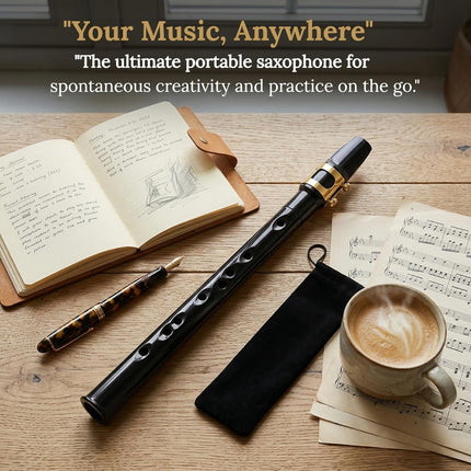 Portable Pocket Saxophone - 8-Hole Mini Soprano/Alto Clarinet-like Reed Instrument, Compact Resin Saxophone for Beginners & Travel, White Pocket Saxie with Golden-Style Ligature-like Mechanism