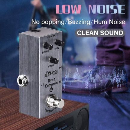 Compressor Pedal, Horse Electric Guitar Effects Pedals Mini Single Type DC 9V True Bypass (Dark Grey)