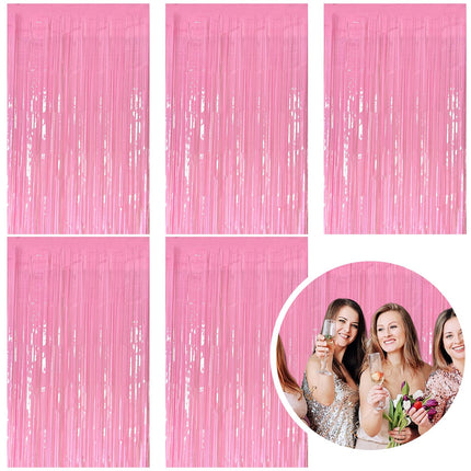 2 Pack Silver Foil Curtain Party Streamers Metallic Tinsel Foil Fringe Photo Booth Backdrop for Birthday Wedding Engagement Baby Shower Bachelorette Christmas Holiday Celebration Party Decorations