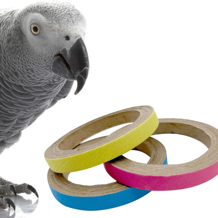 8014 Big 4 Inch Donuts Pk18 - Large Size Compressed Cardboard Chewable Bird Foot Toys, Bright Outer Paper Strip, Lots of Shreddable Layers, Great for Med to Large Size Birds