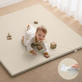 Vegan Leather Baby Play Mat, 50''x50'', Beige