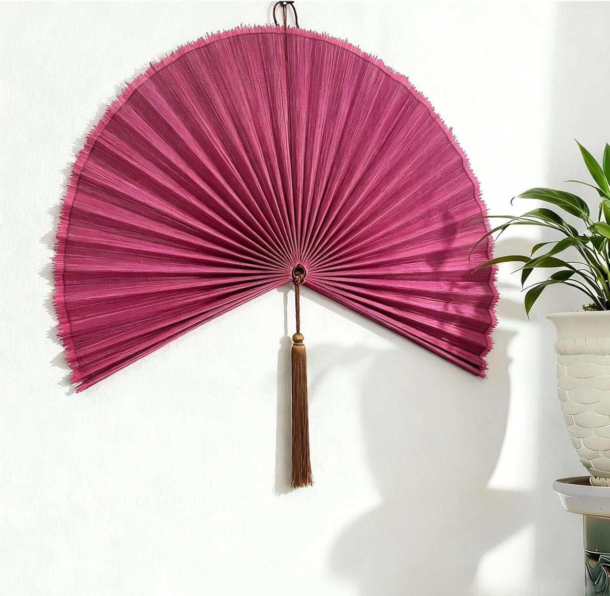 48-Inch Pink Bamboo Decorative Folding Fan Wall Art - photo 2