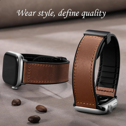 Charlam Magnetic Leather Bands Compatible with Apple Watch Bands 49mm 46mm 45mm 44mm 42mm 41mm 40mm 38mm Men Women,Genuine Leather Straps for iWatch Bands Ultra 3/2/1 SE Series 11 10 9 8 7 6 5 4 3 2 1