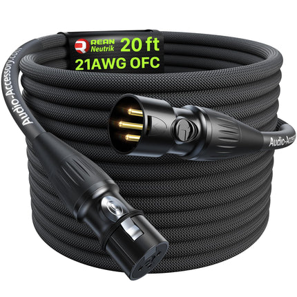 XLR Cables 10ft, Neutrik REAN Connectors, Dual Shielded