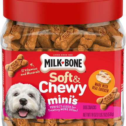 Milk-Bone Soft & Chewy Mini’s Dog Treats, Made with Real Chicken, 18 Ounce Canister