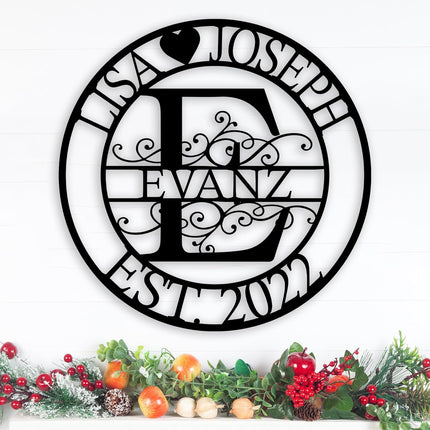 Personalized Metal Monogram Sign, Split Letter Monogram Wall Art Decor, Personalized Metal Name Signs, Custom Family Last Name Decor for Outdoor Indoor, Customized Wedding Gift, Housewarming Gift