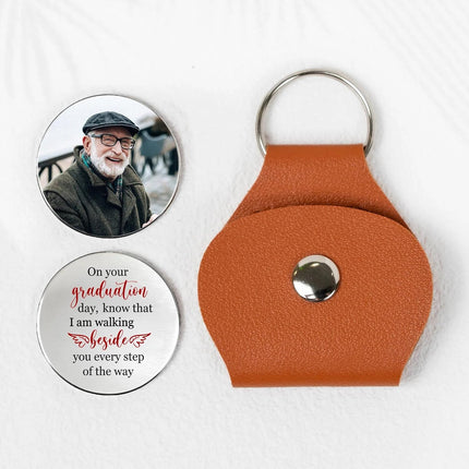 Graduation Walking Beside You Every Step – Personalized Pocket Hug, Custom Memorial Graduate Pocket Hugs, Inspirational Graduation Keepsake for Son Daughter