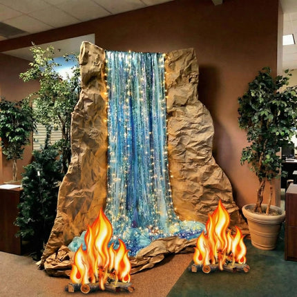 Spiareal 7 Pcs Waterfall Landscaping Kit for Classroom Vbs Decorations DIY Rainforest Campfire Backdrop with LED Light Bible Story Scene 3D Stream Props Vacation Bible School Jungle Church Event 2026
