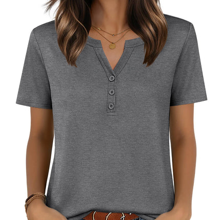 Blusas de verano para mujer con cuello V y manga corta, elegantes y casuales