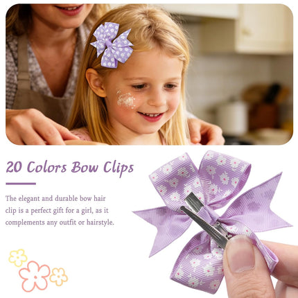 CÉLLOT 40Pcs 3 Inch Boutique Grosgrain Ribbon Pinwheel Hair Bows Alligator Clips For Girls Toddlers Accessories Teens Gifts In Pairs