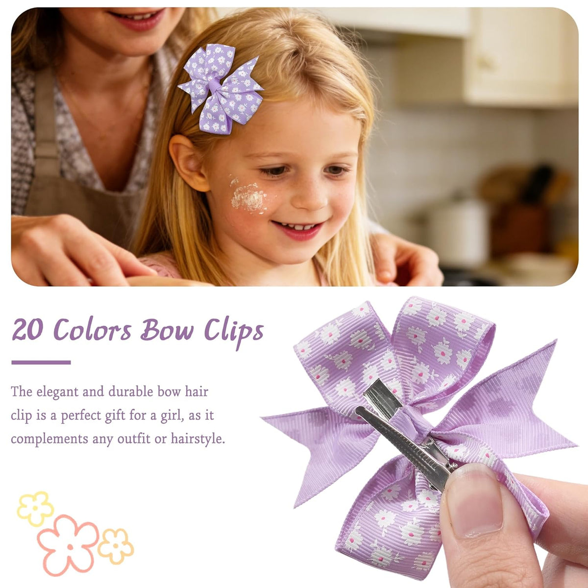 40-Piece 3 Inch Grosgrain Ribbon Pinwheel Hair Bow Alligator Clips for Girls - photo 4