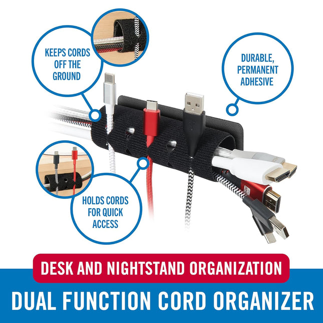 Cord Organizer for Desk & Nightstand, 5 Cable Slots with Sleeve Routing, Adhesive Wire Holder for Cord - photo 2