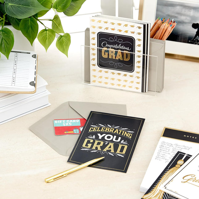 Graduation Cards Assortment, Black and Gold, Congratulations Grad (12