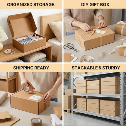 8x6x2 inches Small Brown Shipping Boxes 25 Pack，Corrugated Cardboard Gift Boxes，Mailing Boxes for Small Business Packing and Storage