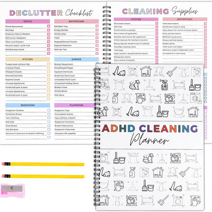 ADHD Cleaning Planner for Adults – Undated Daily, Weekly & Monthly Cleaning Schedule & Checklist – Household Chores Organizer Notebook for Home Management, Routine Tracking & Family Cleaning Tasks